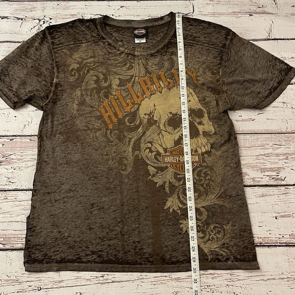 Harley Davidson Motor Cycles Mens Heather Brown‎ Biker Hillbilly Shirt Size XL - Picture 6 of 10